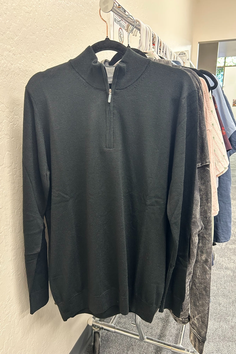 Wholesale,Luchiano Visconti, Luchiano Visconti Black Solid Knit Qtr Zip, Black, Medium-43-TagMLarge-45-TagLExtra Large-47-TagXL