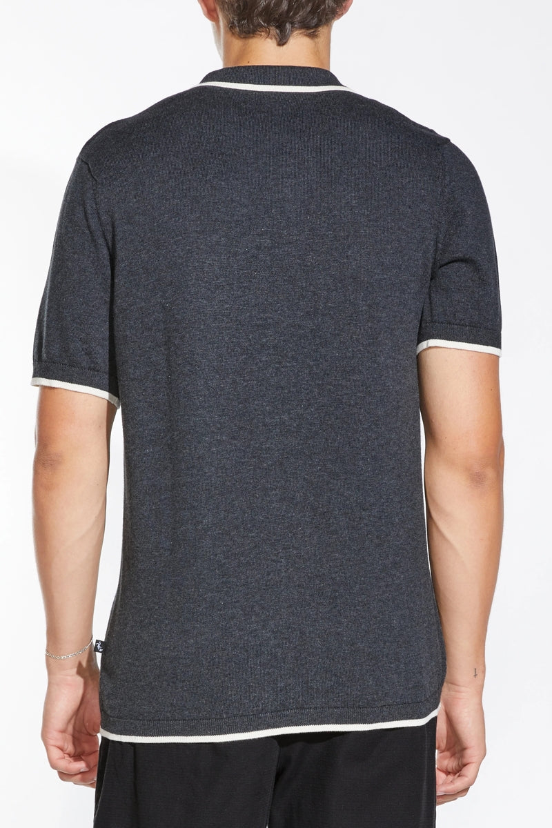 Wholesale,Civil Society, Civil Society Heather Dark Charcoal Jacquard Sweater Knit Textured Shirt, Grey, Medium-42-TagM