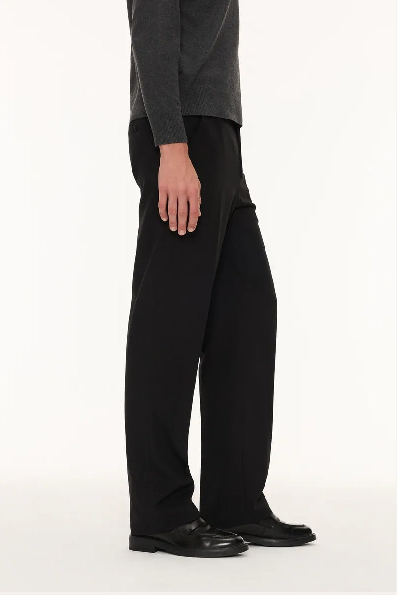 Direct From Brand,FYNE, FYNE Black Wool-like Four-Way Stretch Suit Pants, Black, 34W-29L-TagM36W-29L-TagL