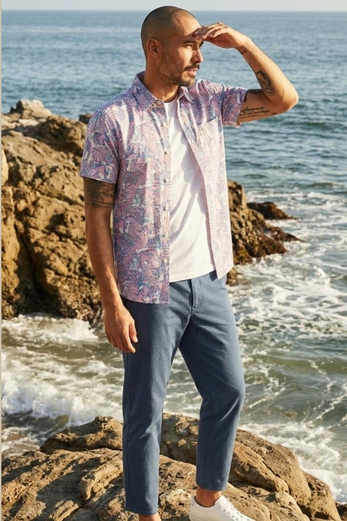 Wholesale,Bonobos, Bonobos Pink/White Riviera Slim Short Sleeve Shirt, Pink, Large-44-TagL