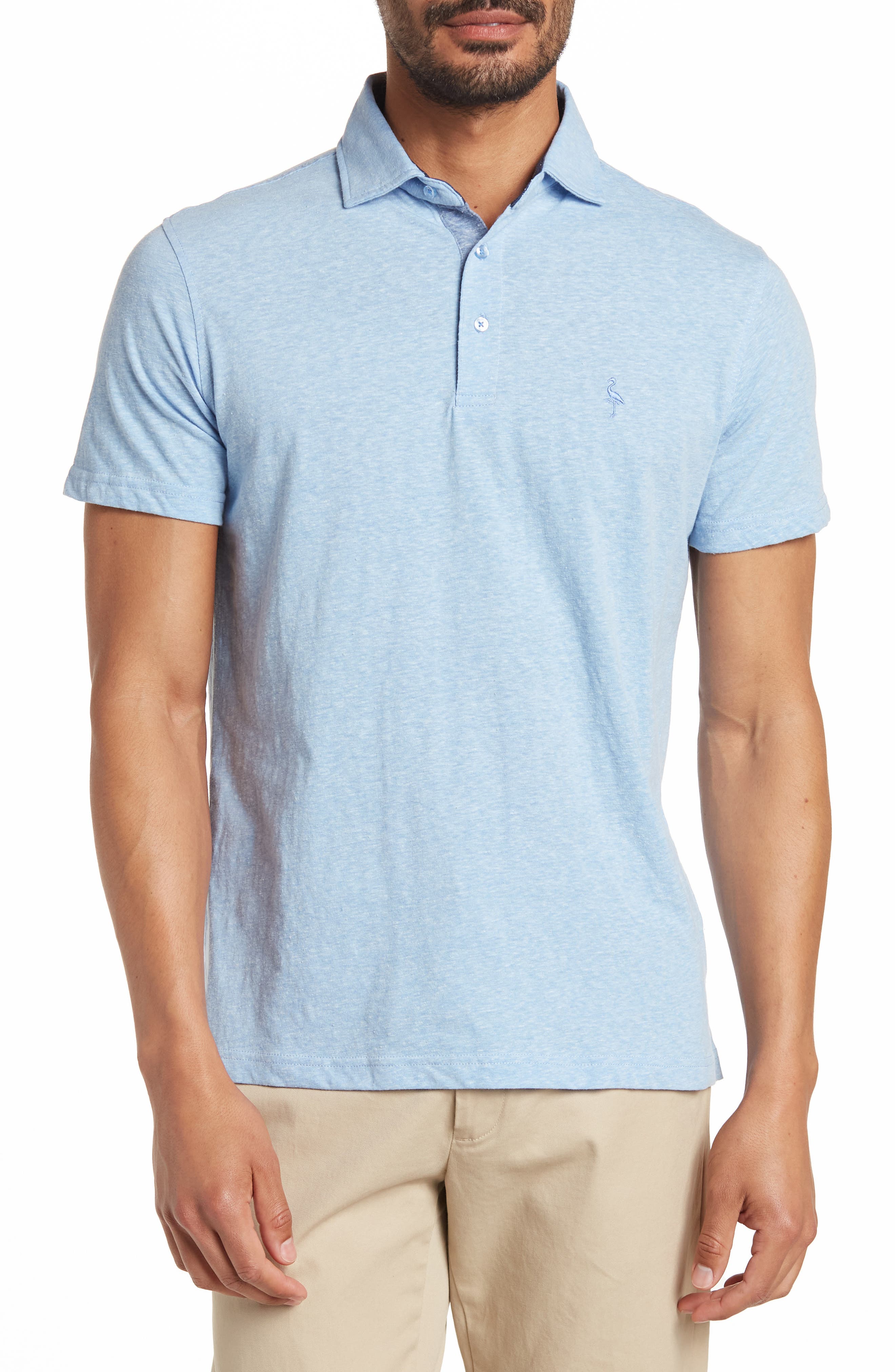 Nordstorm Rack,TailorByrd, TailorByrd Light Blue Heathered Short Sleeve Knit Polo, Blue, Medium-42-TagMMedium-41-TagM