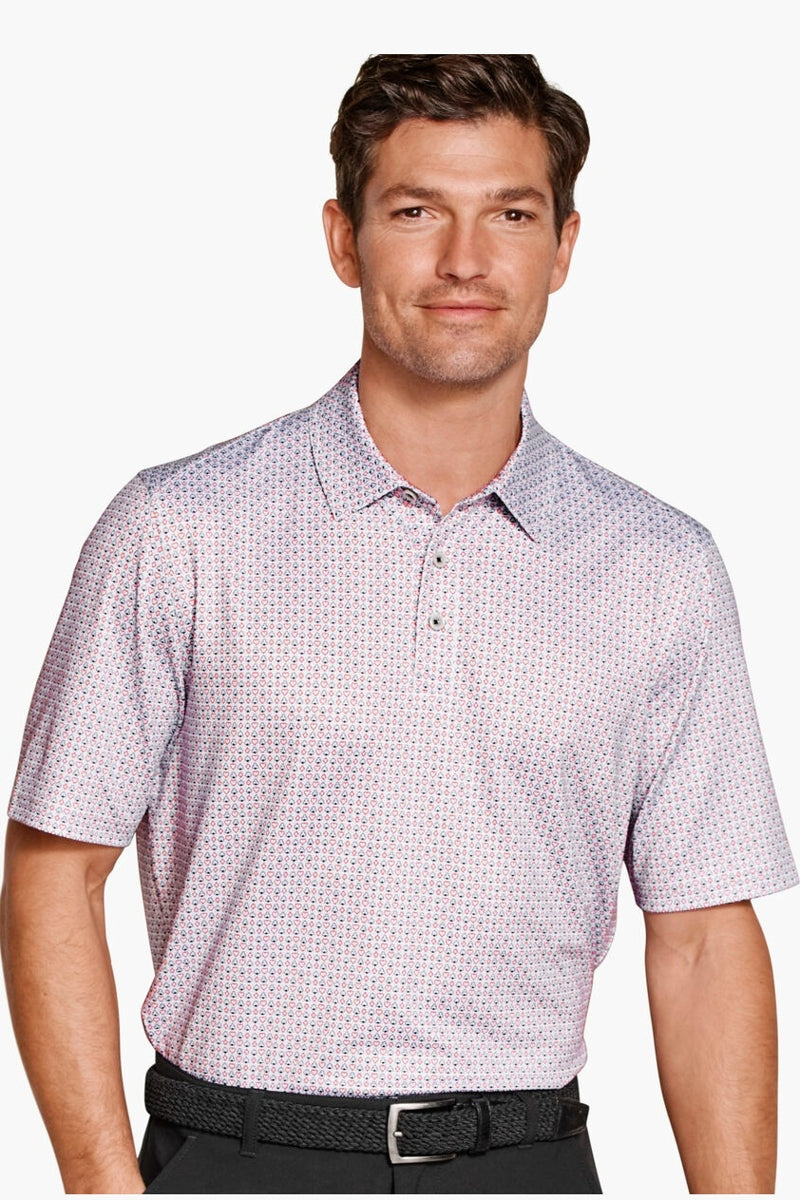 Wholesale,Johnston & Murphy, Johnston & Murphy Red/Black Card Suit Print Performance Polo, Red, Medium-44-TagMLarge-48-TagLExtra Large-50-TagXL