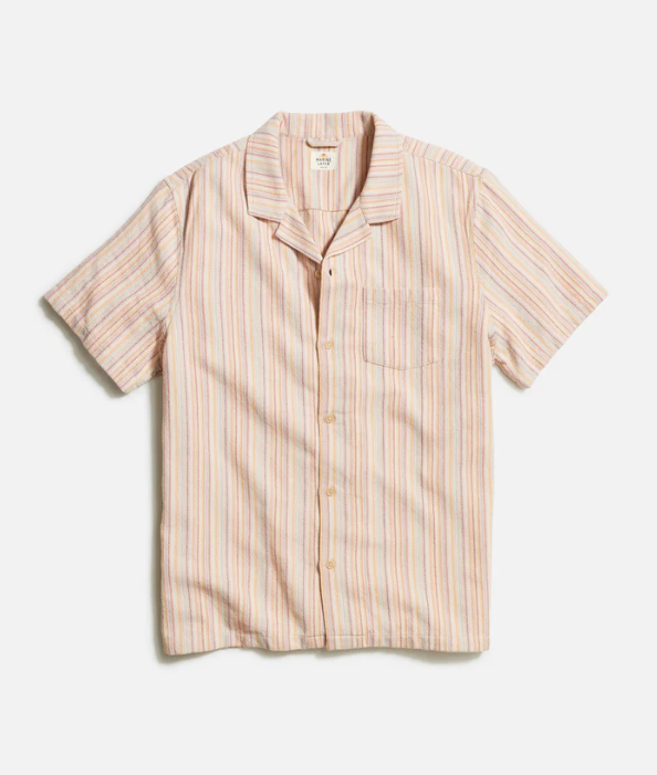 Wholesale,Marine Layer, Marine Layer Orange Multi Striped Caleb Resort Shirt, Orange, Small-42-TagS