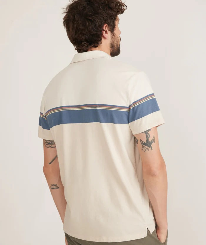 Wholesale,Marine Layer, Marine Layer Sand Colorblock Stripe Short Sleeve Polo, Cream, Extra Large-50-TagXL
