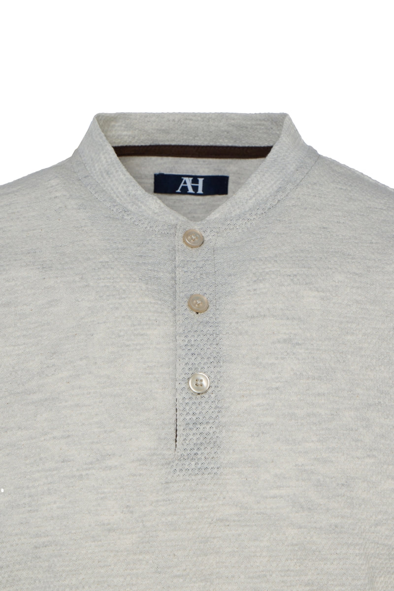 Wholesale,American Heritage, American Heritage Light Grey Waffle Dobby Henley, Grey, Large-45-TagL