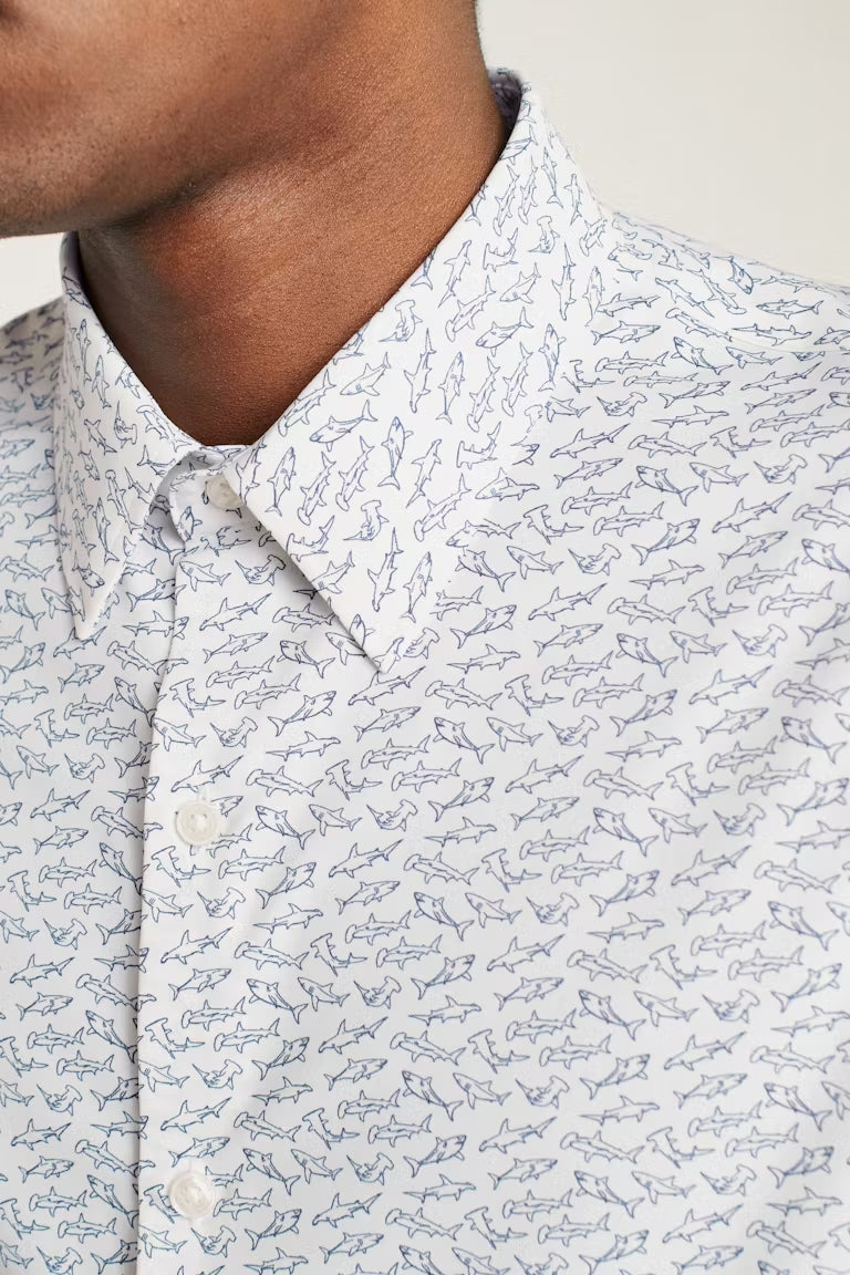 Bonobos White Conversational Print Performance Short Sleeve Shirt