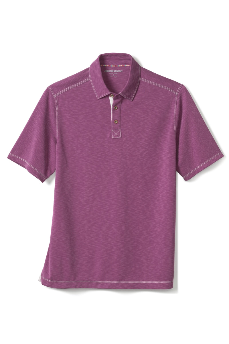 Wholesale,Johnston & Murphy, Johnston & Murphy Wine Vintage Slub Polo, Purple, Medium-42-TagMLarge-46-TagLExtra Large-48-TagXL