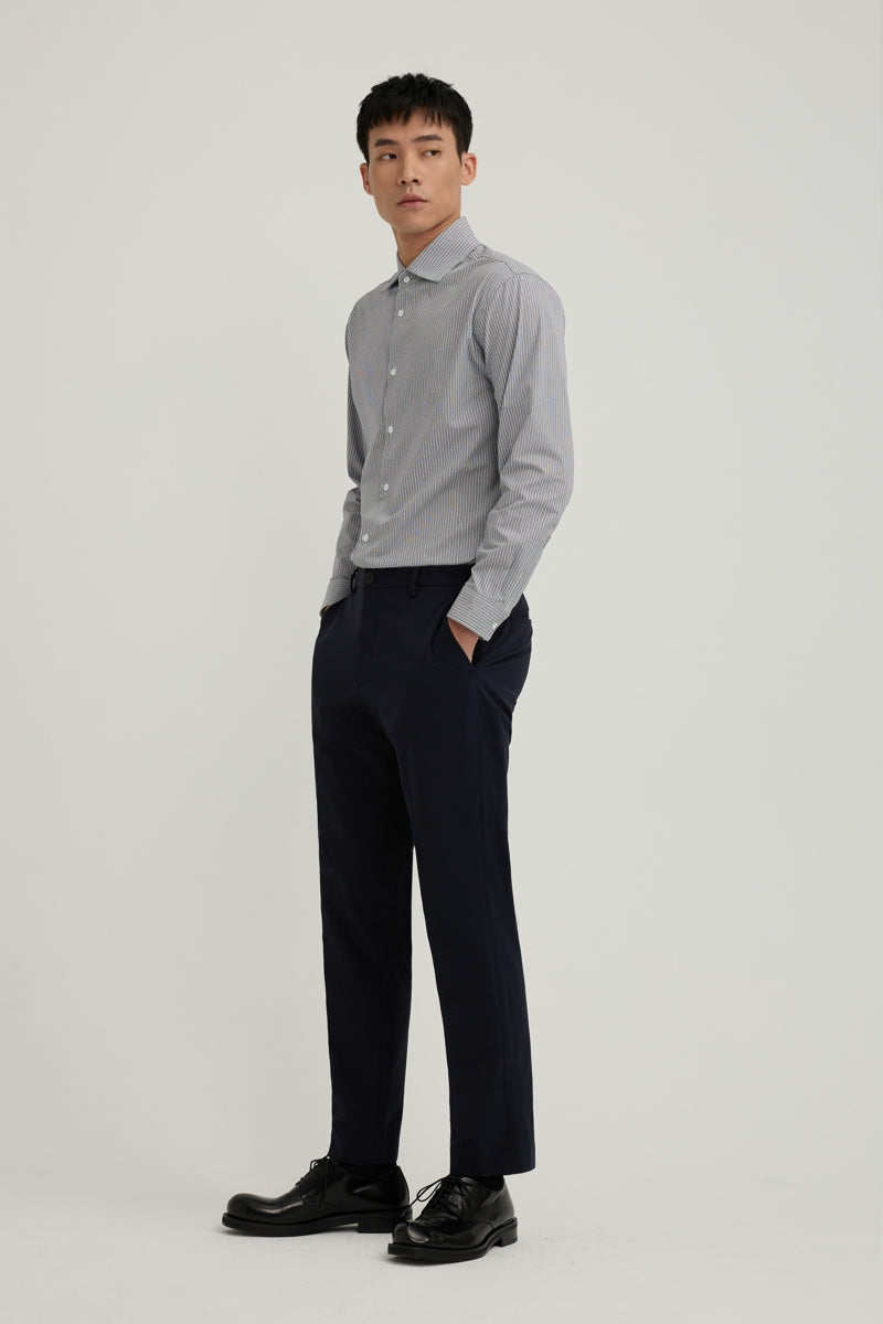 Direct From Brand,FYNE, FYNE Navy/White Stripe Moisture Absorption Shirt, Blue, Medium-42-TagM