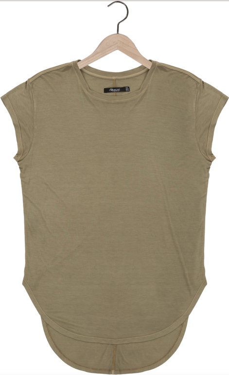 Wholesale,Reese De Luca, Reese De Luca Olive Cap Sleeve Jersey T-Shirt with Elongated Back, Green, Large-44-TagM