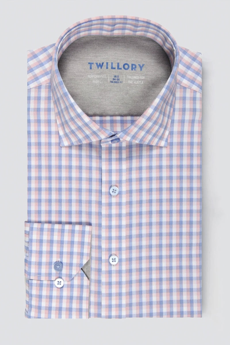 Wholesale,Twillory, Twillory Orange Blue Check Performance Shirt, Orange, Medium-43-Tag15.5Large-45-Tag16Extra Large-50-Tag17.5Large-47-Tag16.5