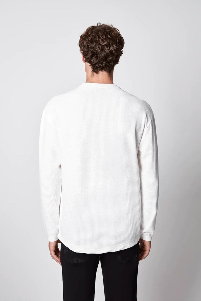 Wholesale,Projek Raw, Projek Raw White Grid-patterned Jersey Henley, White, Medium-45-TagM