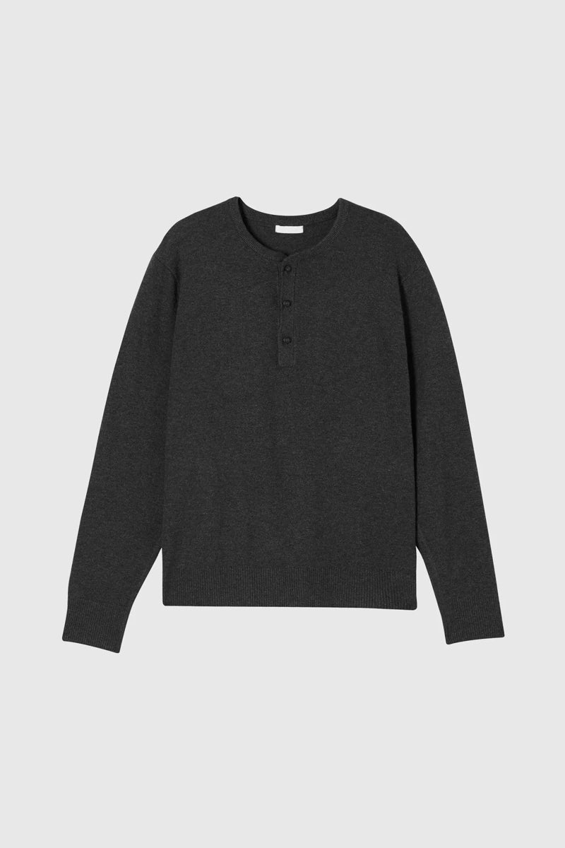 Direct From Brand,FYNE, FYNE Dark Grey Knit Henley, Grey, Medium-41-TagM