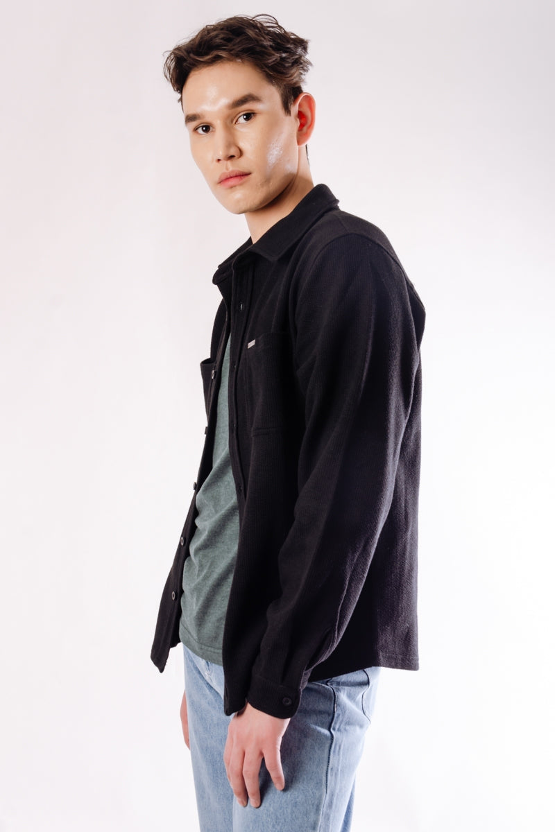 Wholesale,Kuwalla, Kuwalla Black Brushed Button-down Overshirt, Black, Medium-42-TagM