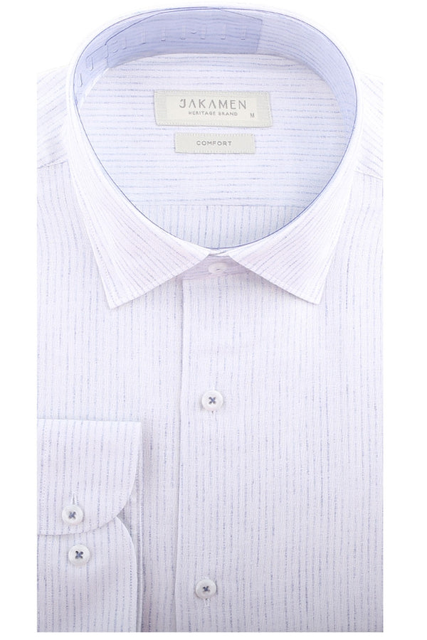 Jakamen Light Blue/White Striped Textured Comfort Fit Shirt