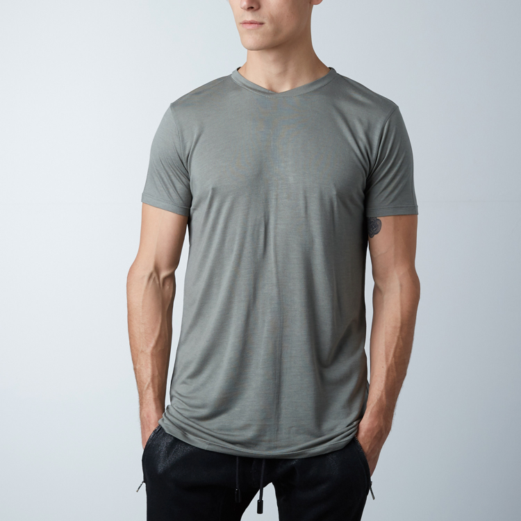Wholesale,Reese De Luca, Reese De Luca Dark Olive Elongated High Low Jersey T-Shirt, Green, Small-38-TagS