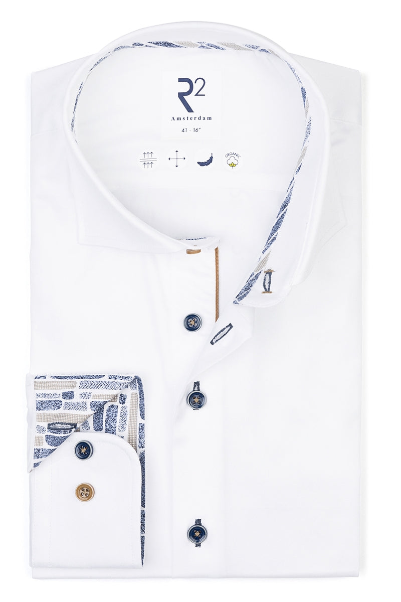 Direct From Brand,R2 Amsterdam, R2 Amsterdam White 100% Organic Cotton Shirt, White, Small-40-Tag38