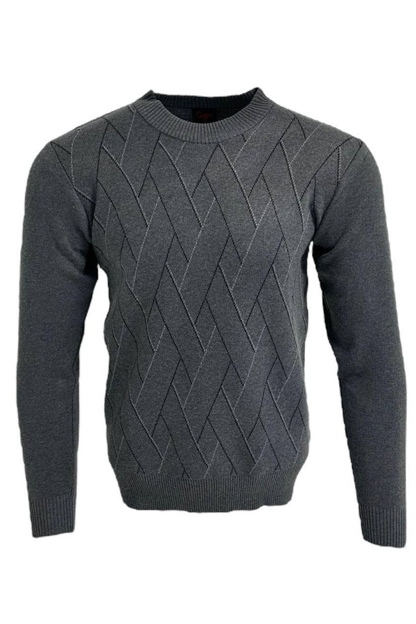 Sugar Grey Knit Argyle Print Sweater