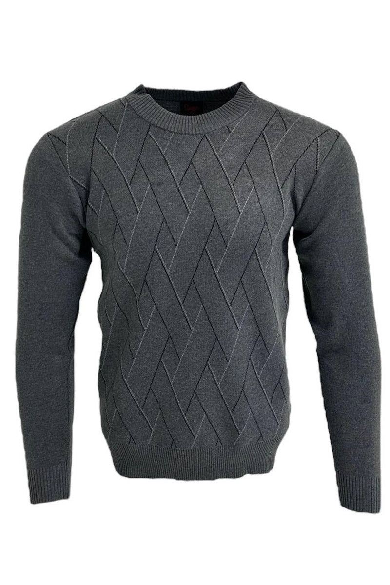 Faire,Sugar, Sugar Grey Knit Argyle Print Sweater, Grey, Large-42-TagL