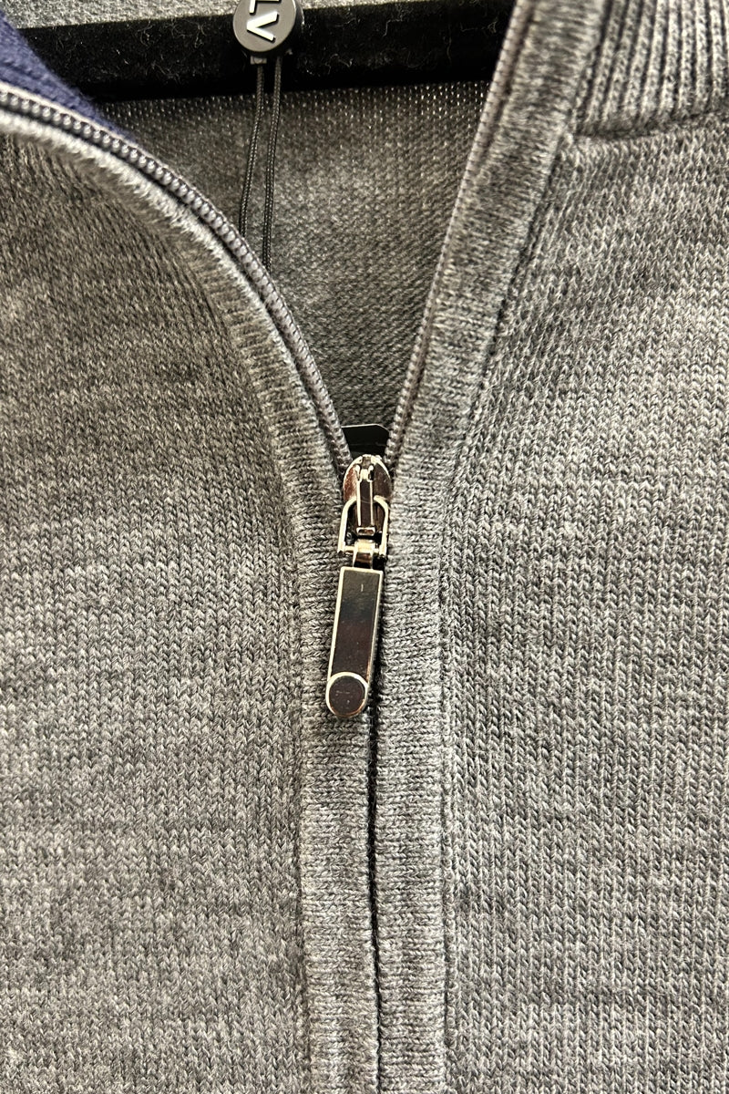 Wholesale,Luchiano Visconti, Luchiano Visconti Grey Solid Knit Qtr Zip, Grey, Medium-43-TagMLarge-45-TagLExtra Large-47-TagXL