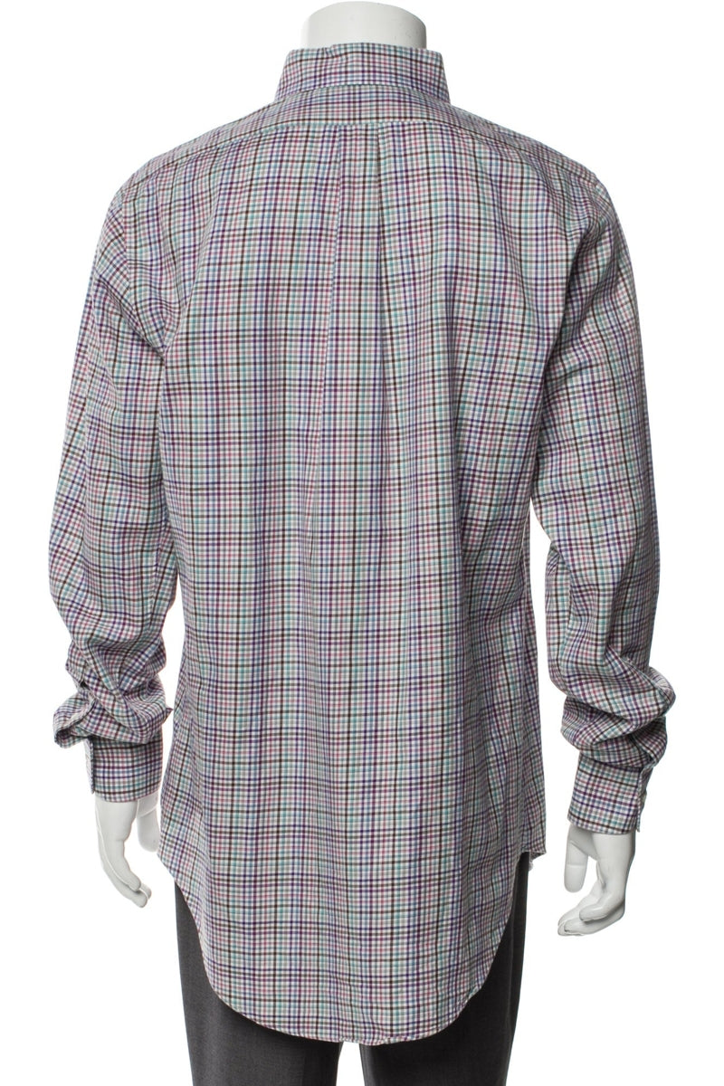 RealReal,Sid Mashburn, Sid Mashburn Purple Multi Plaid Print Long Sleeve Shirt, Purple, Medium-44-TagM