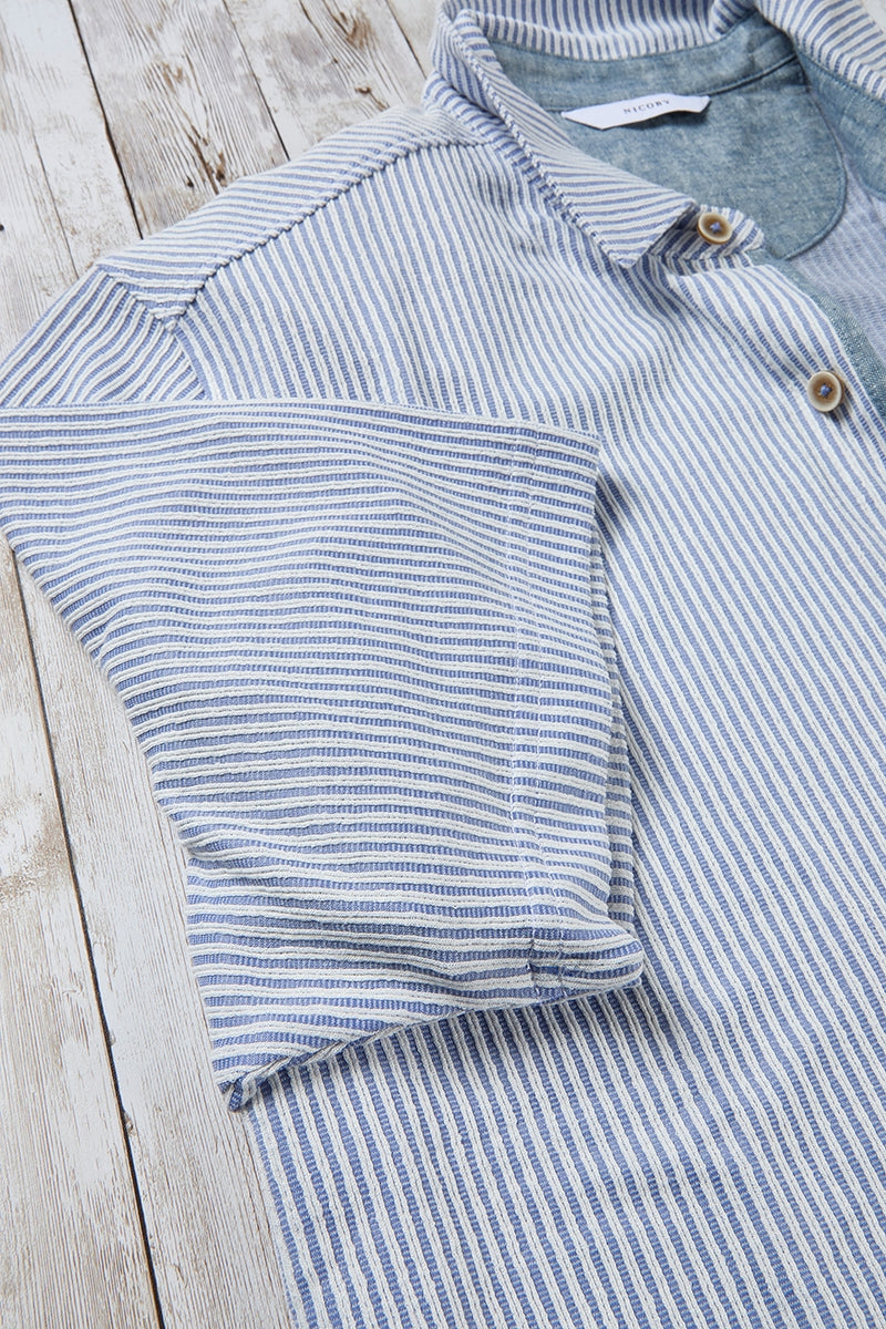 Wholesale,Nicoby Age of Wisdom, Nicoby Age of Wisdom Blue/White Textured Striped Shirt, Blue, Medium-43-TagM