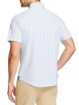 Brooklyn Brigade White/Blue Geo Print Knit Short Sleeve Shirt