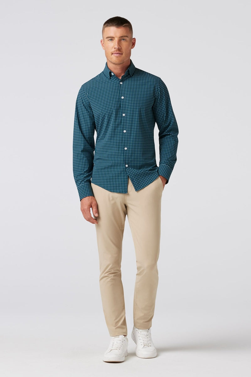 Wholesale,Mizzen + Main, Mizzen + Main Sea Green Plaid Trim No Tuck Dress Shirt, Green, Medium-42-TagM