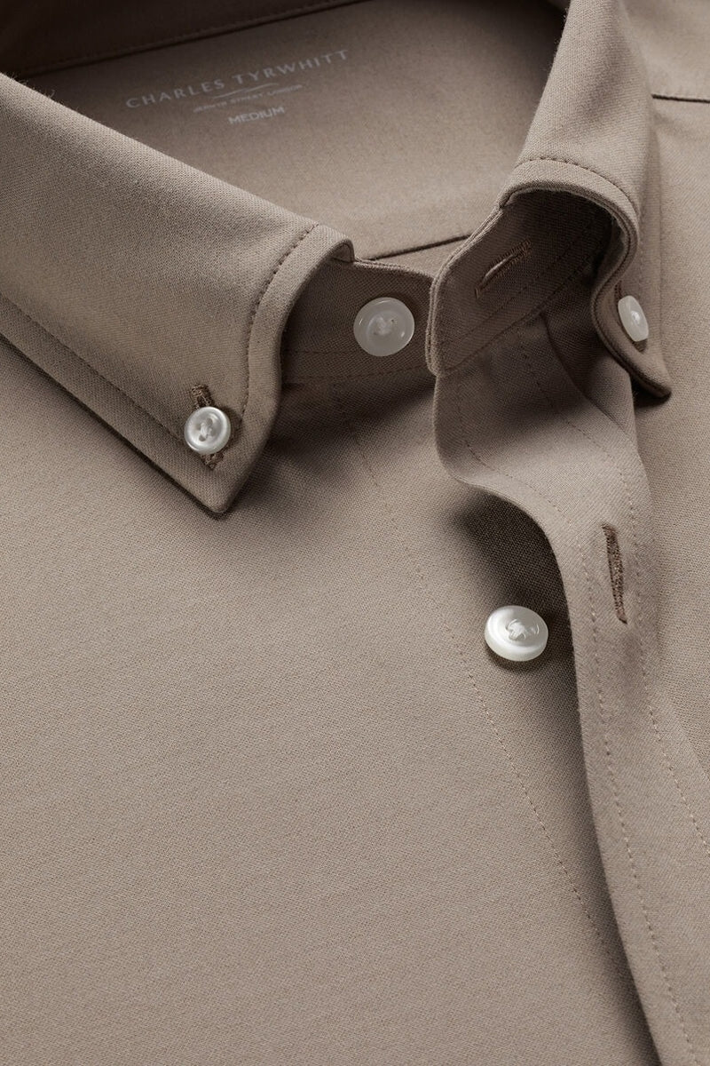 Wholesale,Charles Tyrwhitt, Charles Tyrwhitt Mocha Performance Stretch Jersey Shirt, Brown, Small-39-TagSMedium-42-TagMLarge-45-TagLExtra Large-48-TagXLExtra Extra Large-51-TagXXL