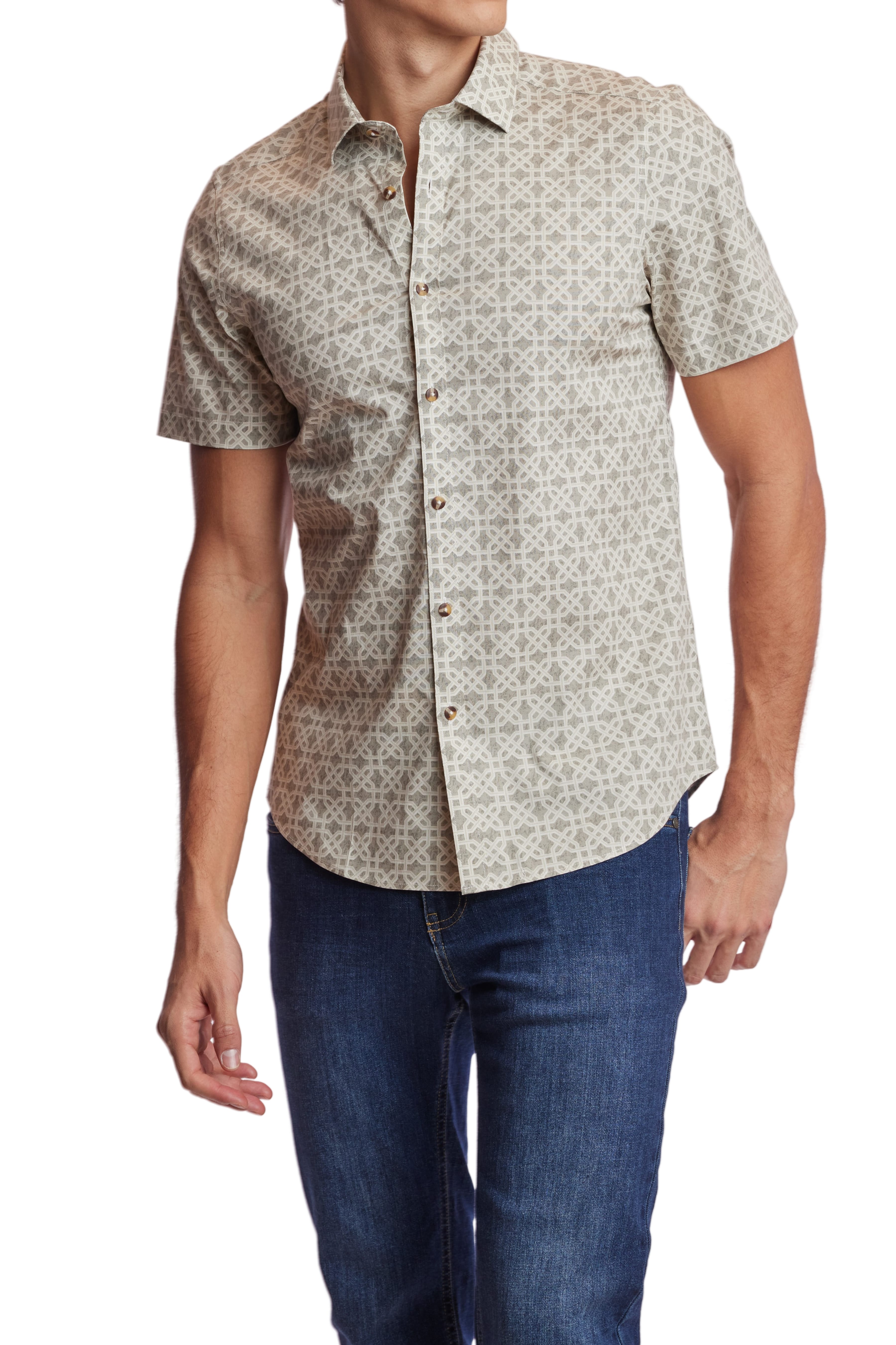 Wholesale,Paisley & Gray, Paisley & Gray Tan Geo Sawyer Shirt, Tan, Small-38-TagS
