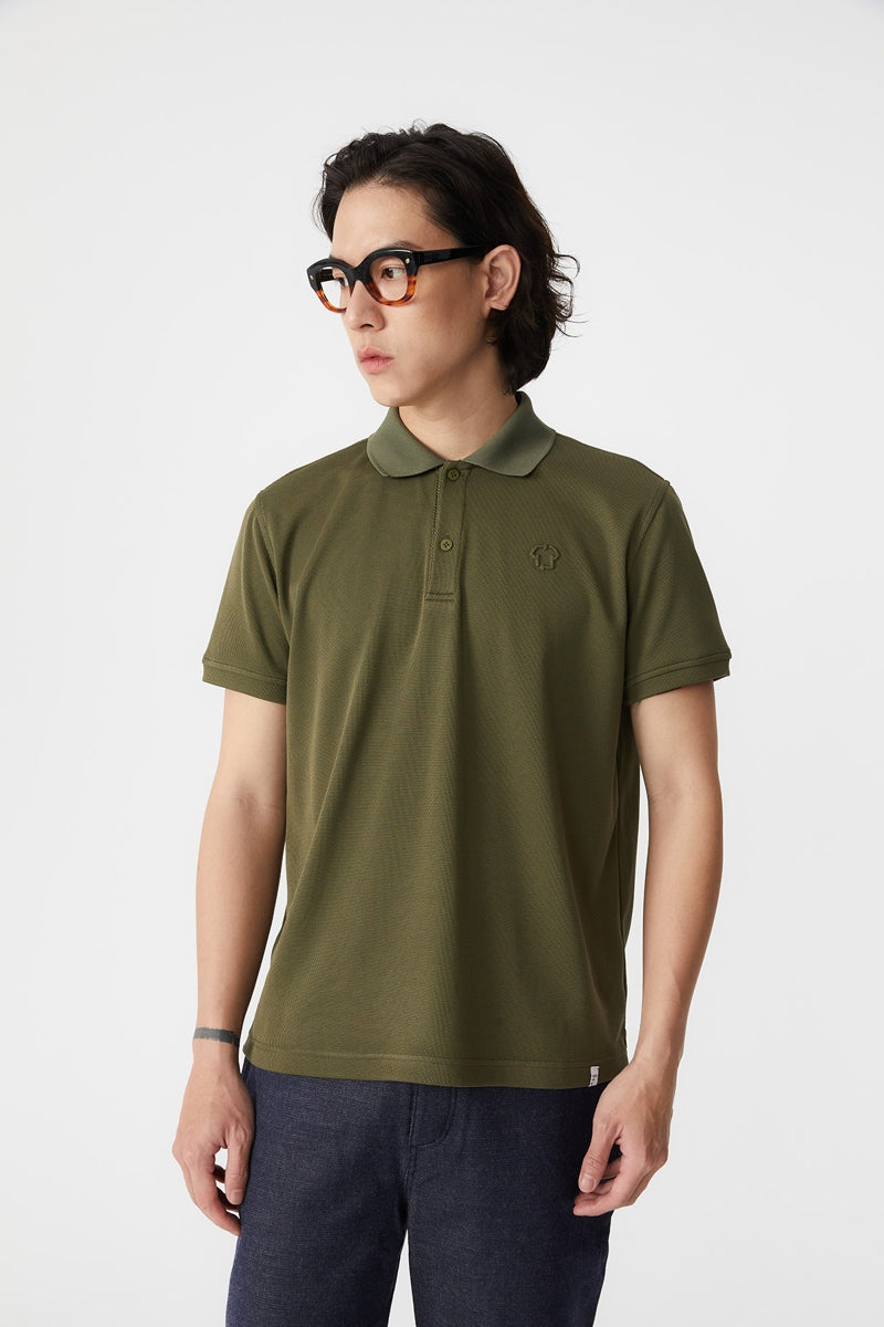 Direct From Brand,FYNE, FYNE Olive Green Antibacterial Performance Short Sleeve Polo, Green, Large-44-TagL