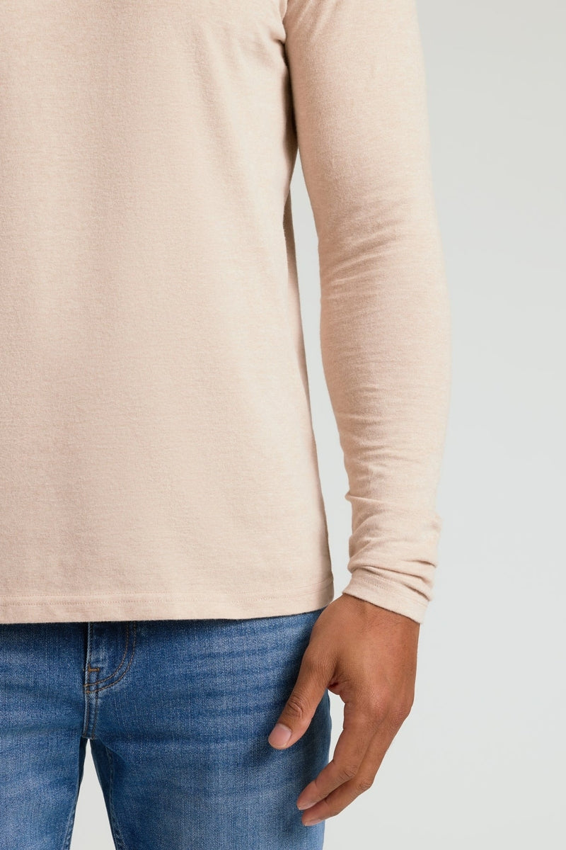 Faire,True Classic, True Classic Heather Camel Long Sleeve T-Shirt, Tan, Large-43-TagL