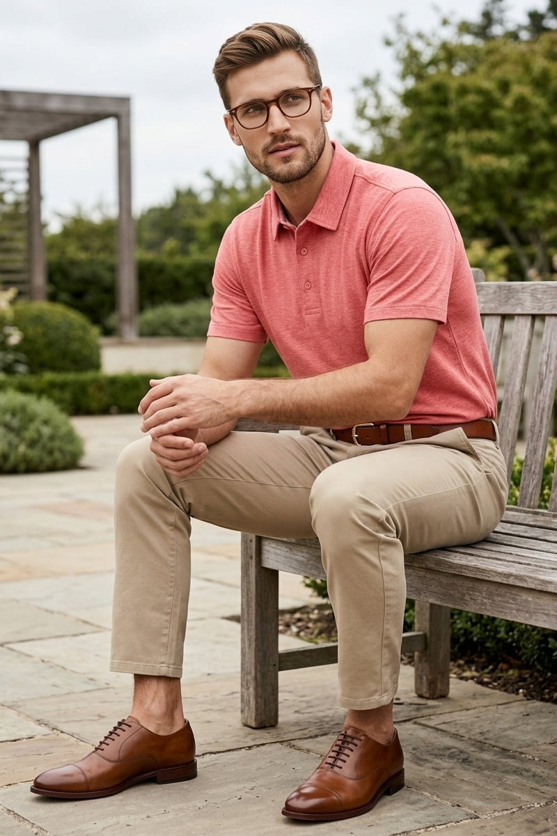 Wholesale,Nicoby Age of Wisdom, Nicoby Age of Wisdom Coral Slub Polynosic Polo, Pink, Small-41-TagSMedium-43-TagMLarge-45-TagLExtra Large-47-TagXLExtra Extra Large-50-TagXXL