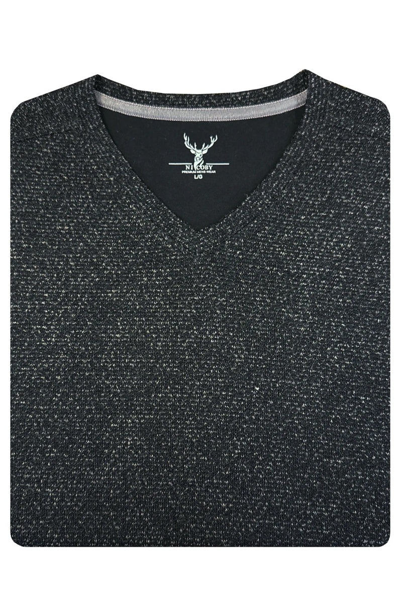 Wholesale,Nicoby Age of Wisdom, Nicoby Age of Wisdom Black Heather Textured V-Neck Tee, Black, Medium-42-TagM