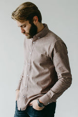 Alynn Brown Slim Fit Slightly Brushed Chambray Shirt