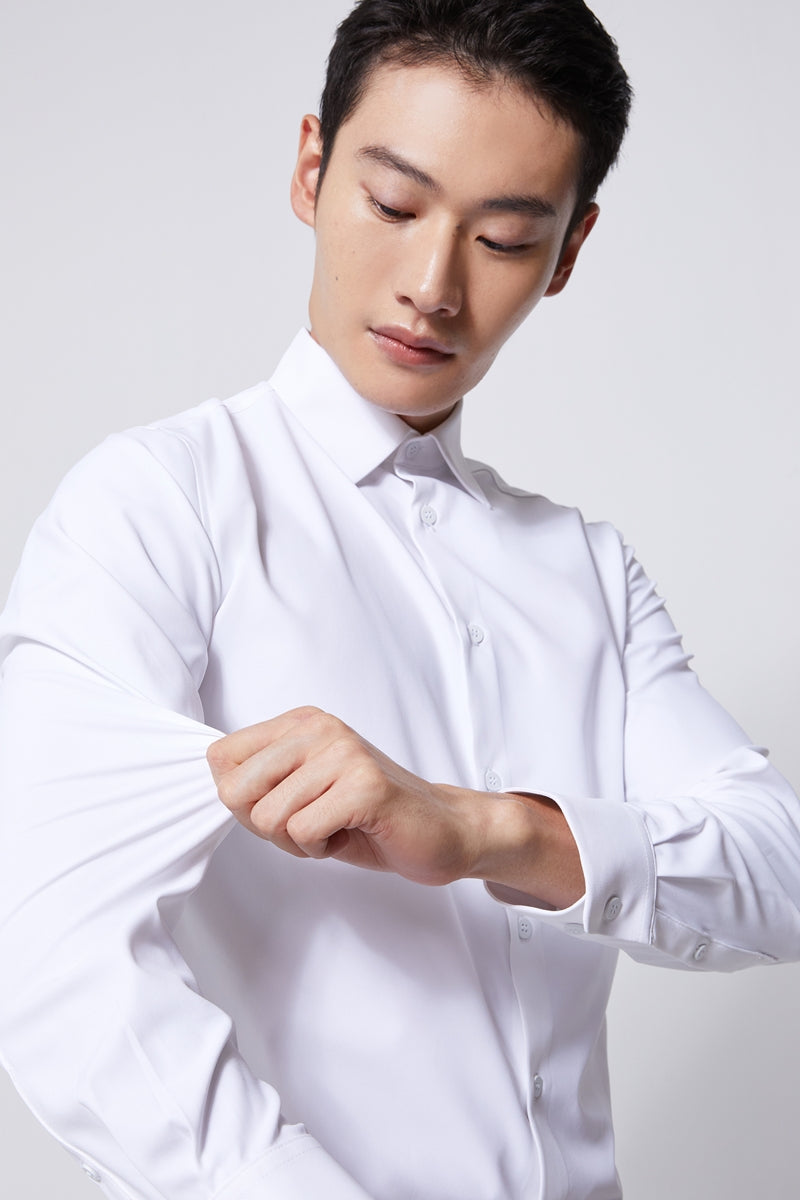 Direct From Brand,FYNE, FYNE White Anti-UV Function Long Sleeve Button Up Shirt, White, Large-44-TagXL