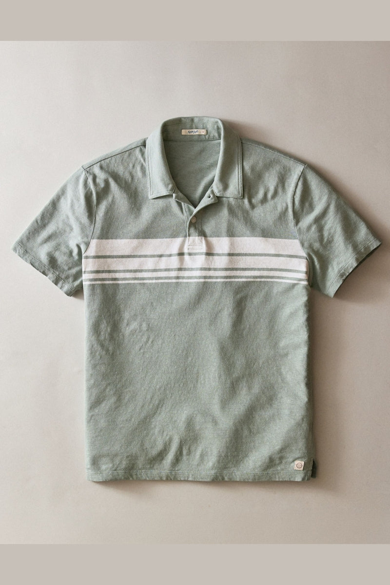 Wholesale,Marine Layer, Marine Layer Green/White Stripe Hemp Cotton Polo, Green, Small-40-TagSMedium-43-TagMLarge-46-TagLExtra Large-48-TagXLExtra Extra Large-50-TagXXL