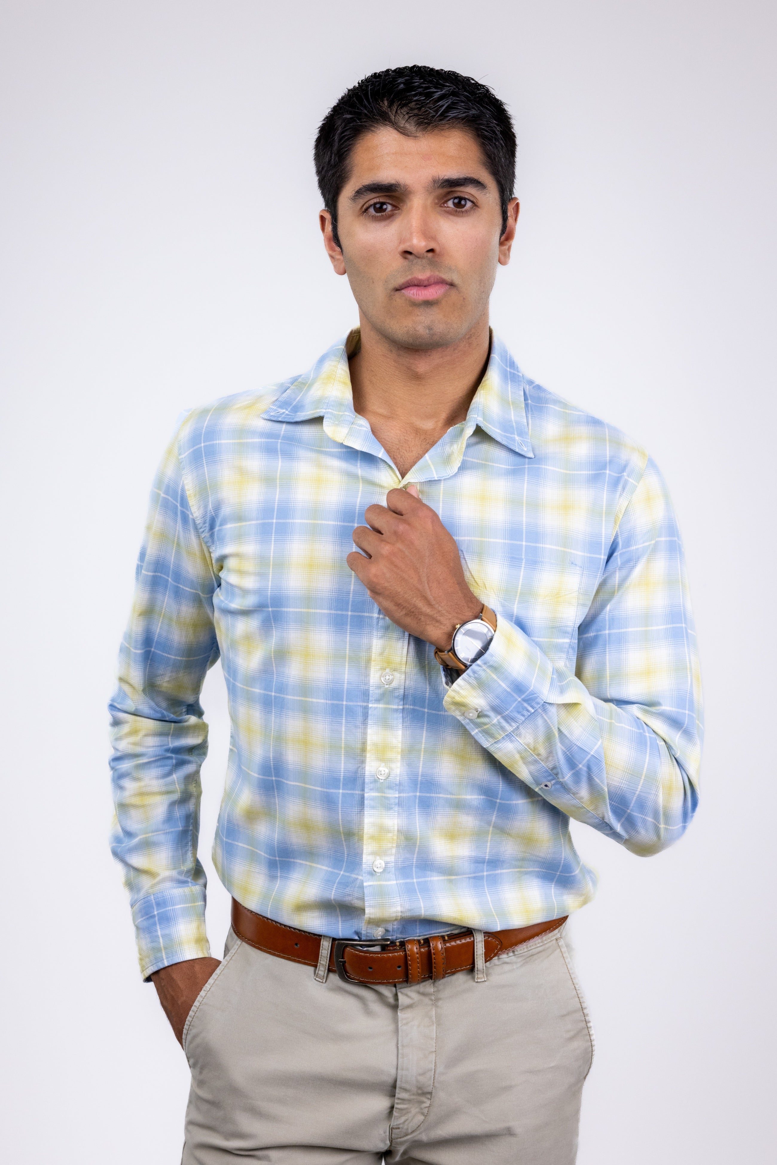 Wholesale ,Bonobos, Bonobos Blue Plaid Stretch Shirt, Blue, Medium-42-TagM