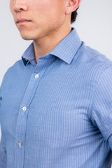 William Rast Slim Fit Blue Dobby Button-up Shirt
