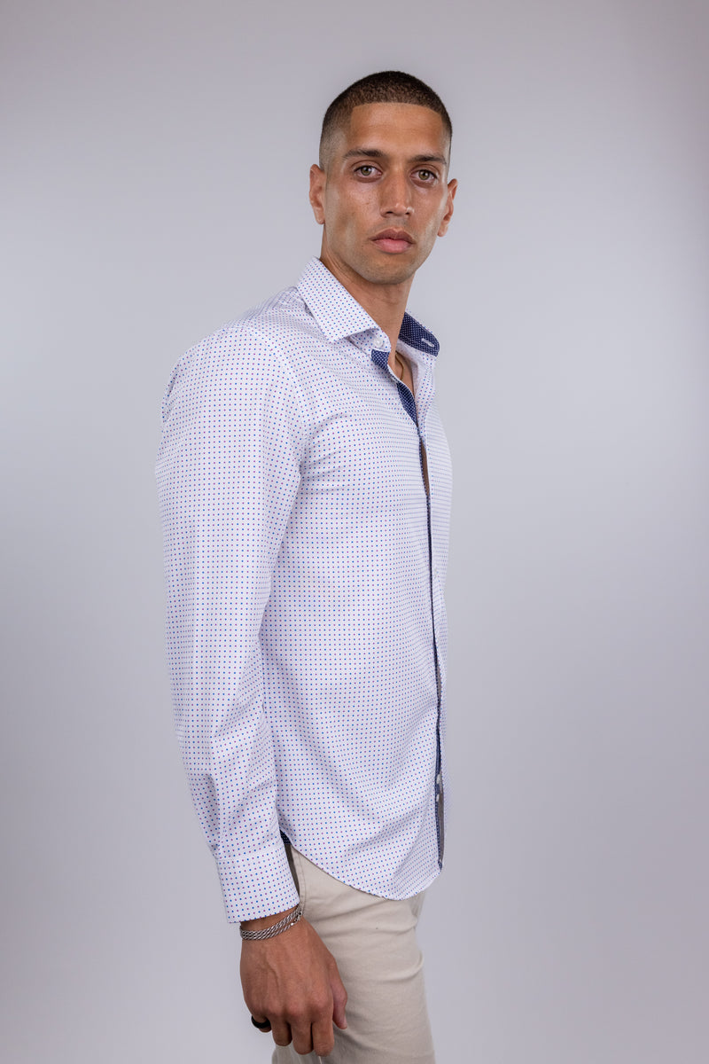 Society of Threads White and Purple Dot Button Up Shirt