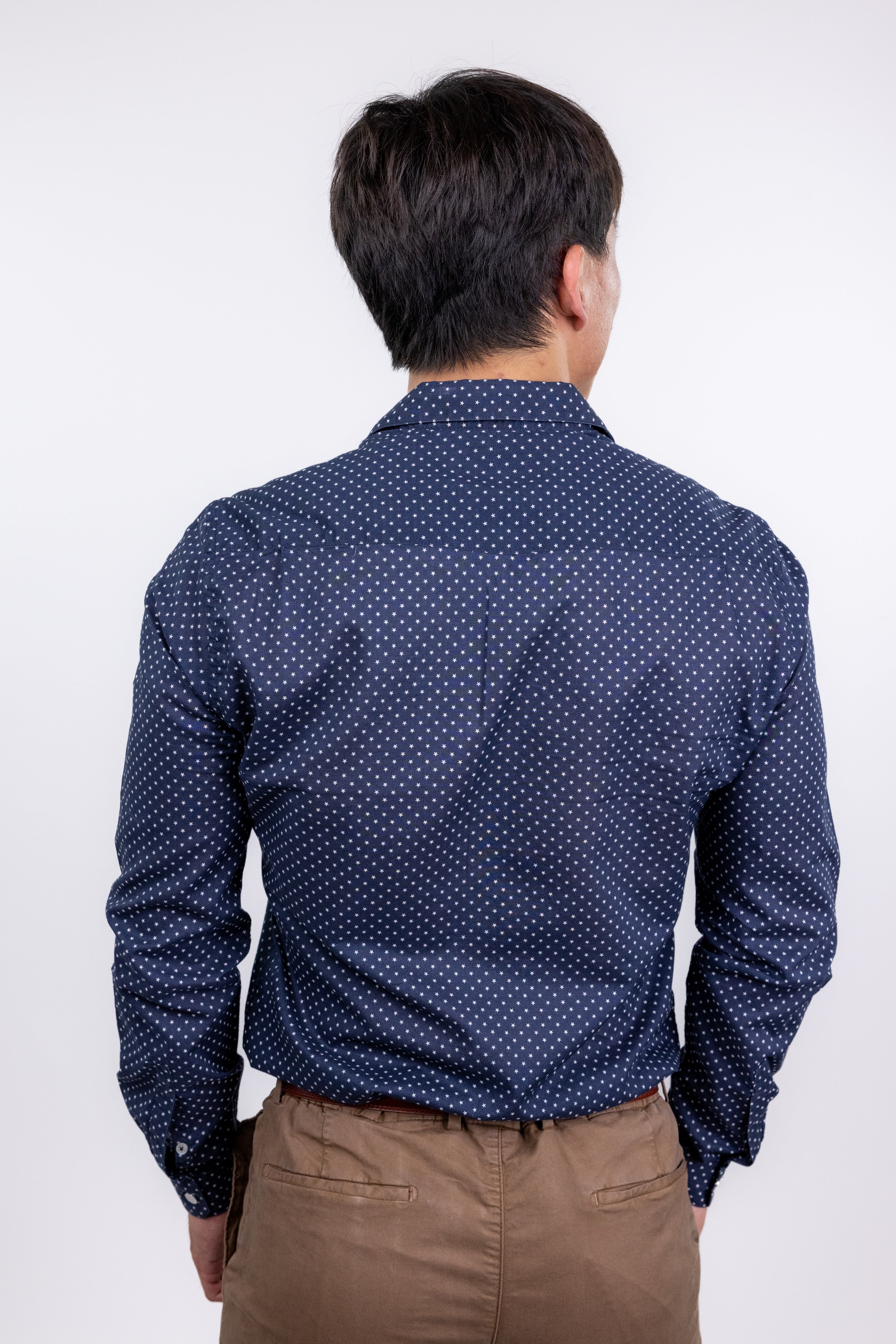The RealReal,The Kooples, The Kooples Navy Mini Star Print Slim Fit Button Up Shirt, Blue, Small-38-