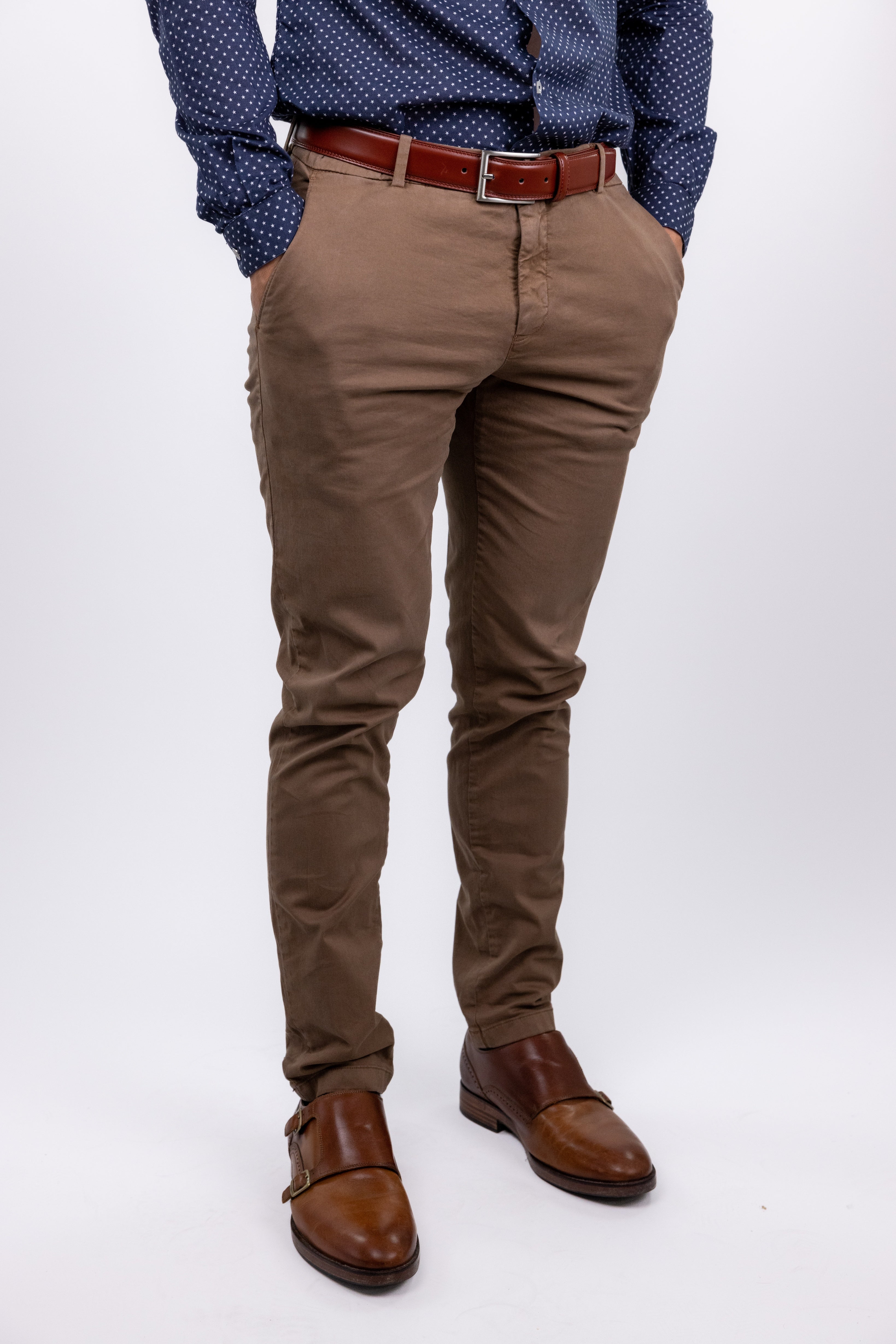 Wholesale,Suit Sartoria, Suit Sartoria Brown Slim Fit Stretch Chino Pants, Brown, 30W-31L-Tag30