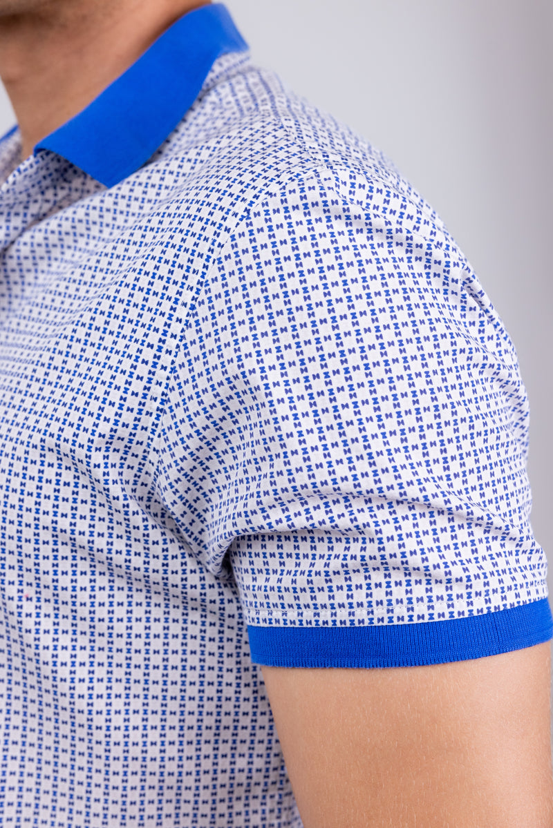 Michael Kors Blue Print Short Sleeve Button Up Shirt