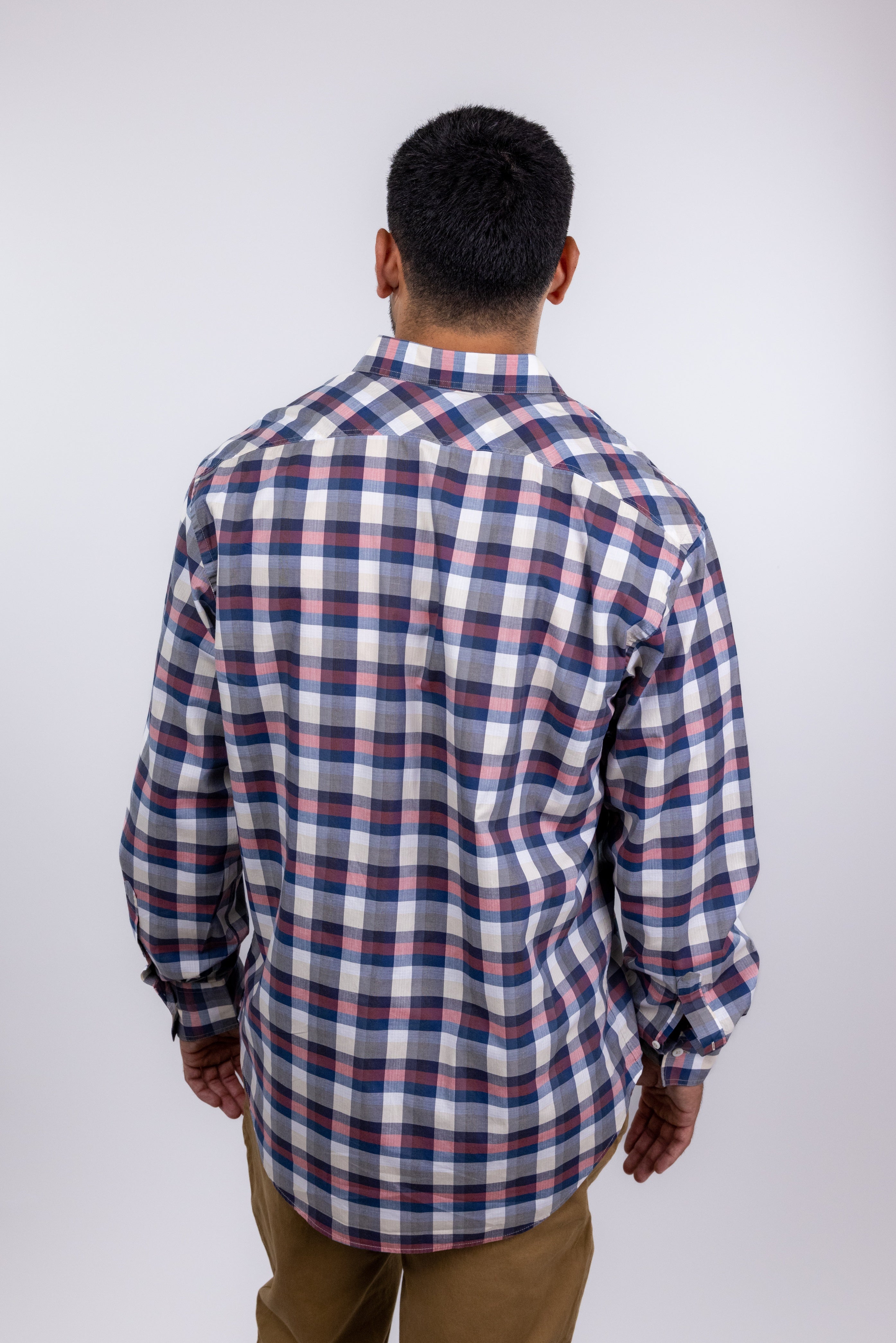 The RealReal,Billy Reid, Billy Reid Blue Red & Beige Plaid Print Long Sleeve Button Up Shirt, Red, Extra Large-49-TagXL