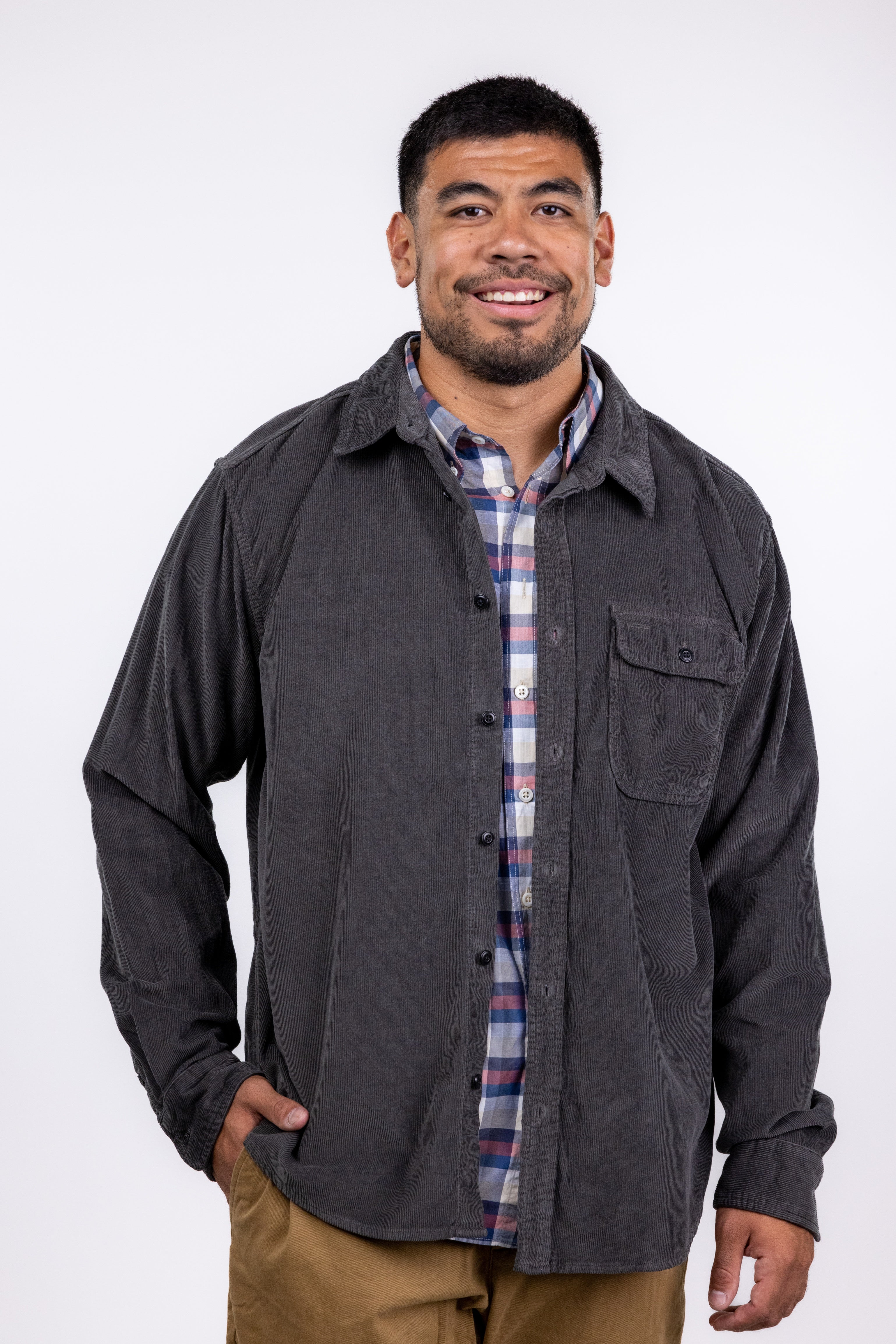 The RealReal,Outerknown, Outerknown Dark Grey Corduroy Long Sleeve Button Up Shirt, Grey, Extra Large-51-TagXL