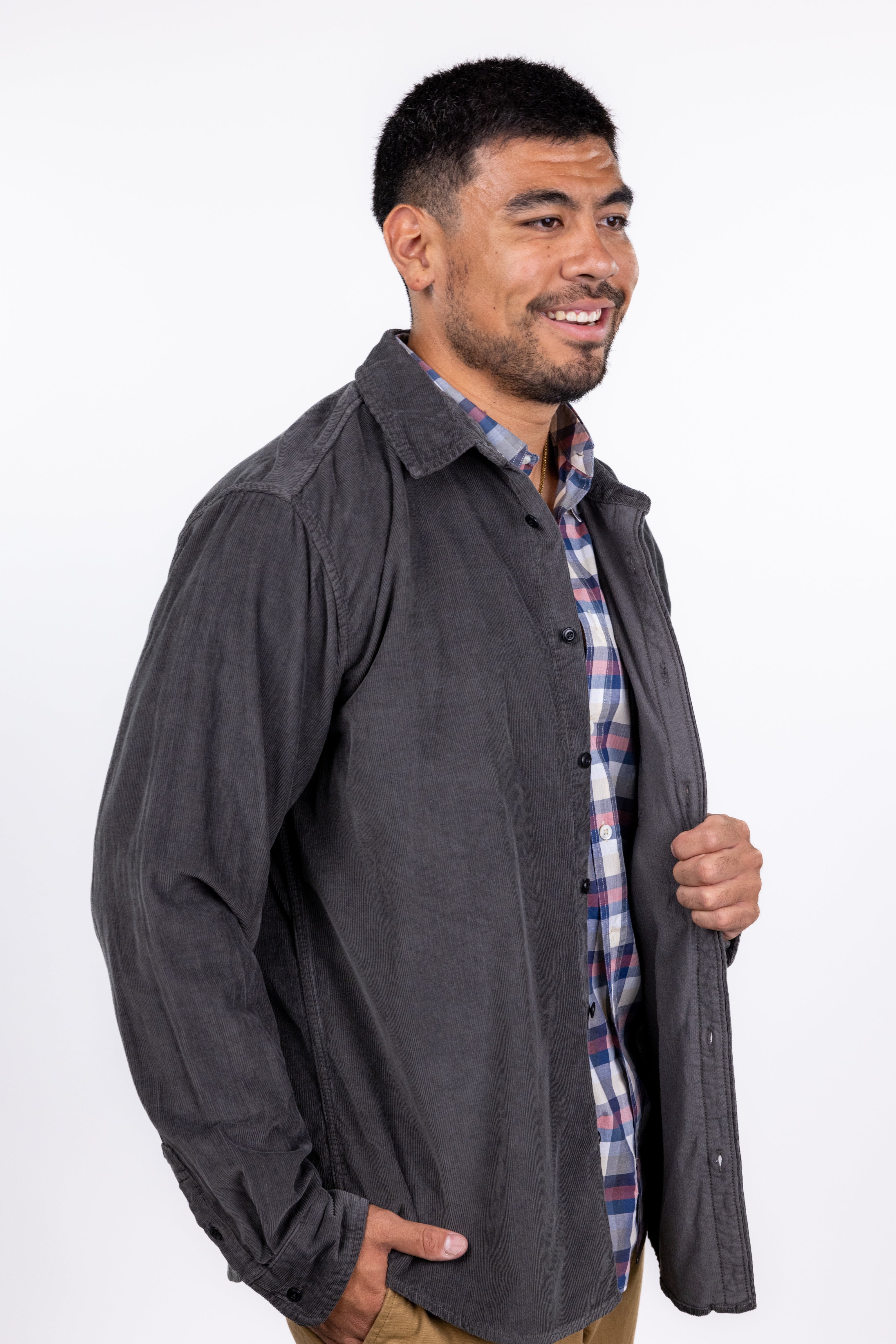The RealReal,Outerknown, Outerknown Dark Grey Corduroy Long Sleeve Button Up Shirt, Grey, Extra Large-51-TagXL