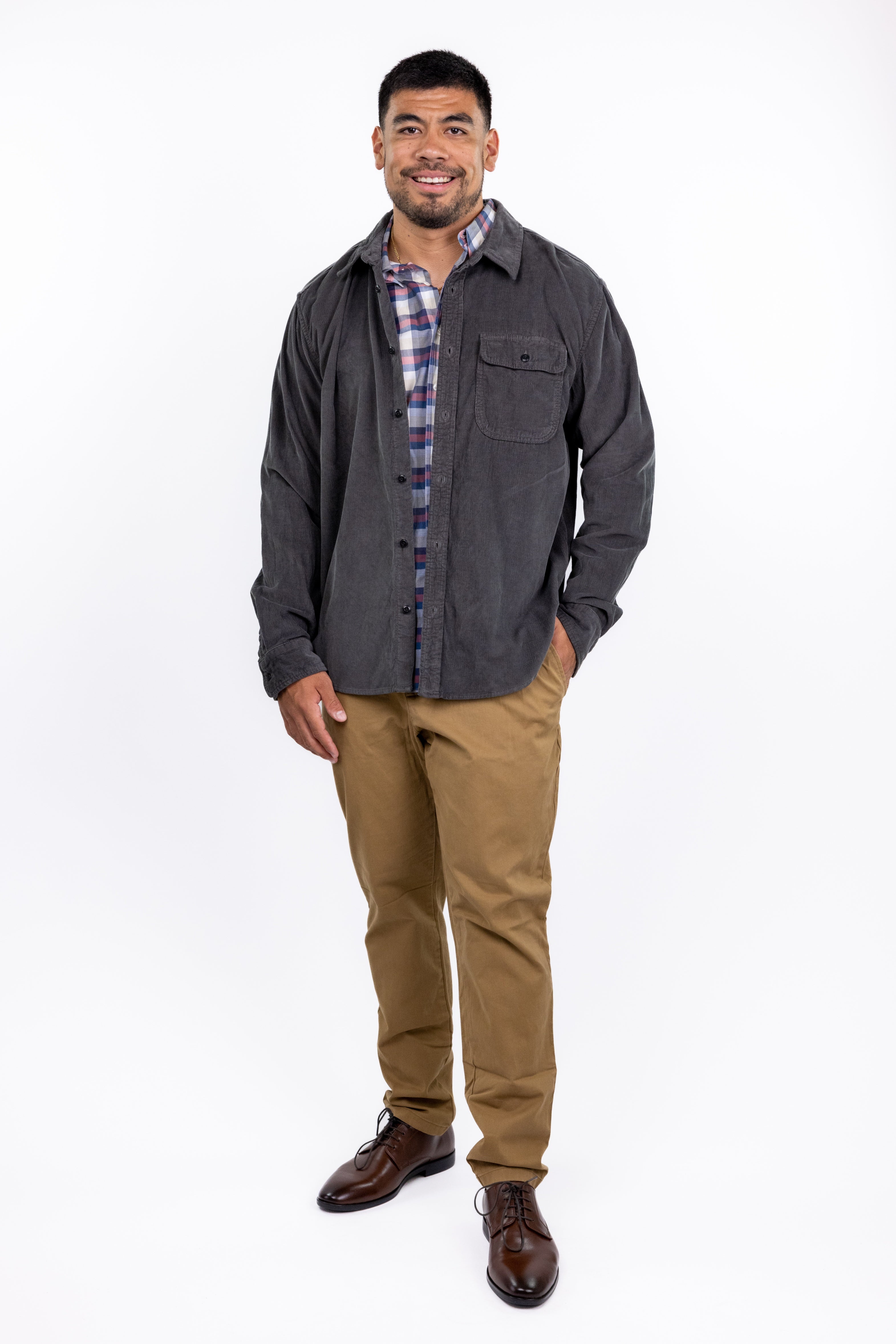 The RealReal,Outerknown, Outerknown Dark Grey Corduroy Long Sleeve Button Up Shirt, Grey, Extra Large-51-TagXL