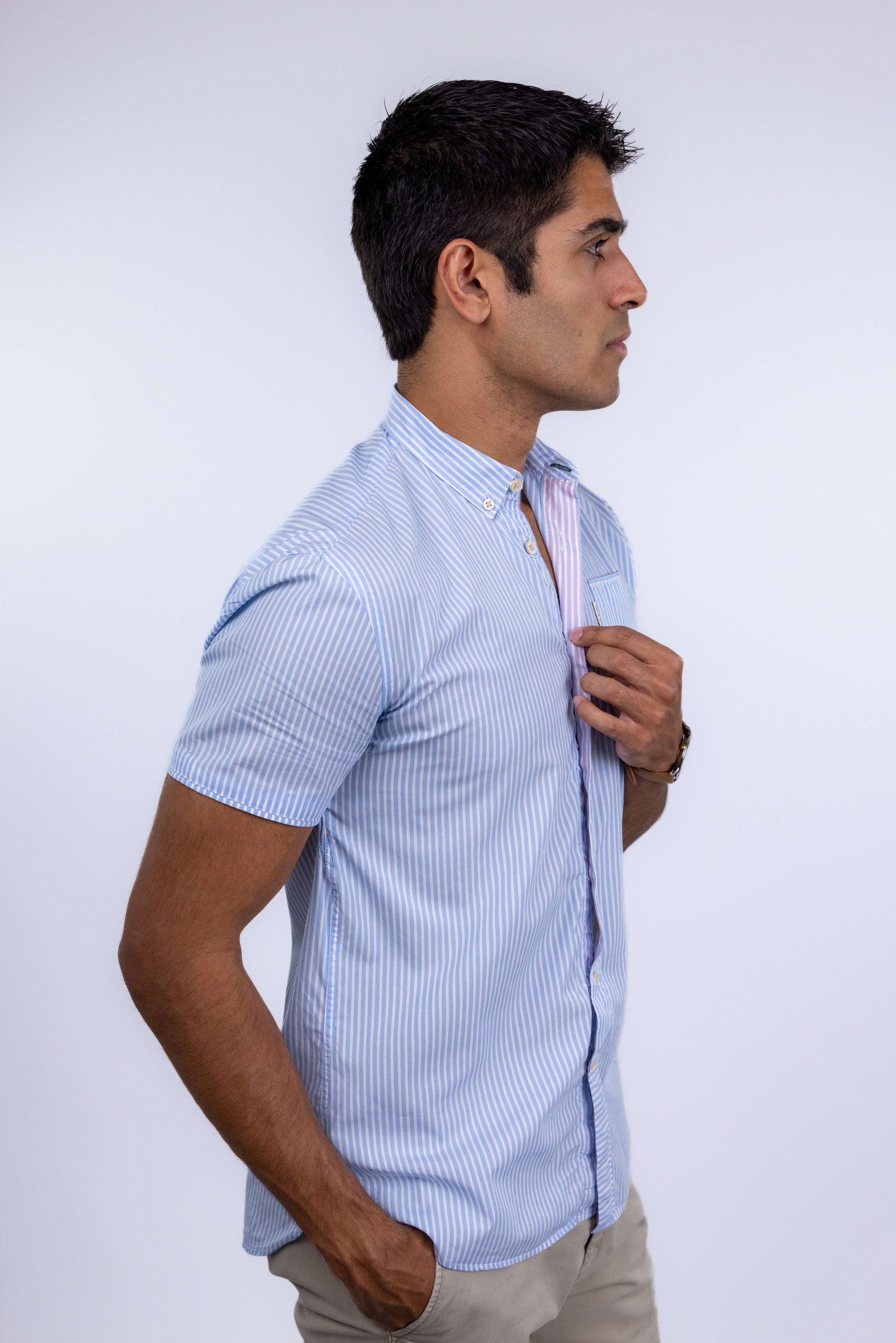 The RealReal,Paul Smith, Paul Smith Blue Stripe Short Sleeve Button Up Shirt, Blue, Small-39-TagS