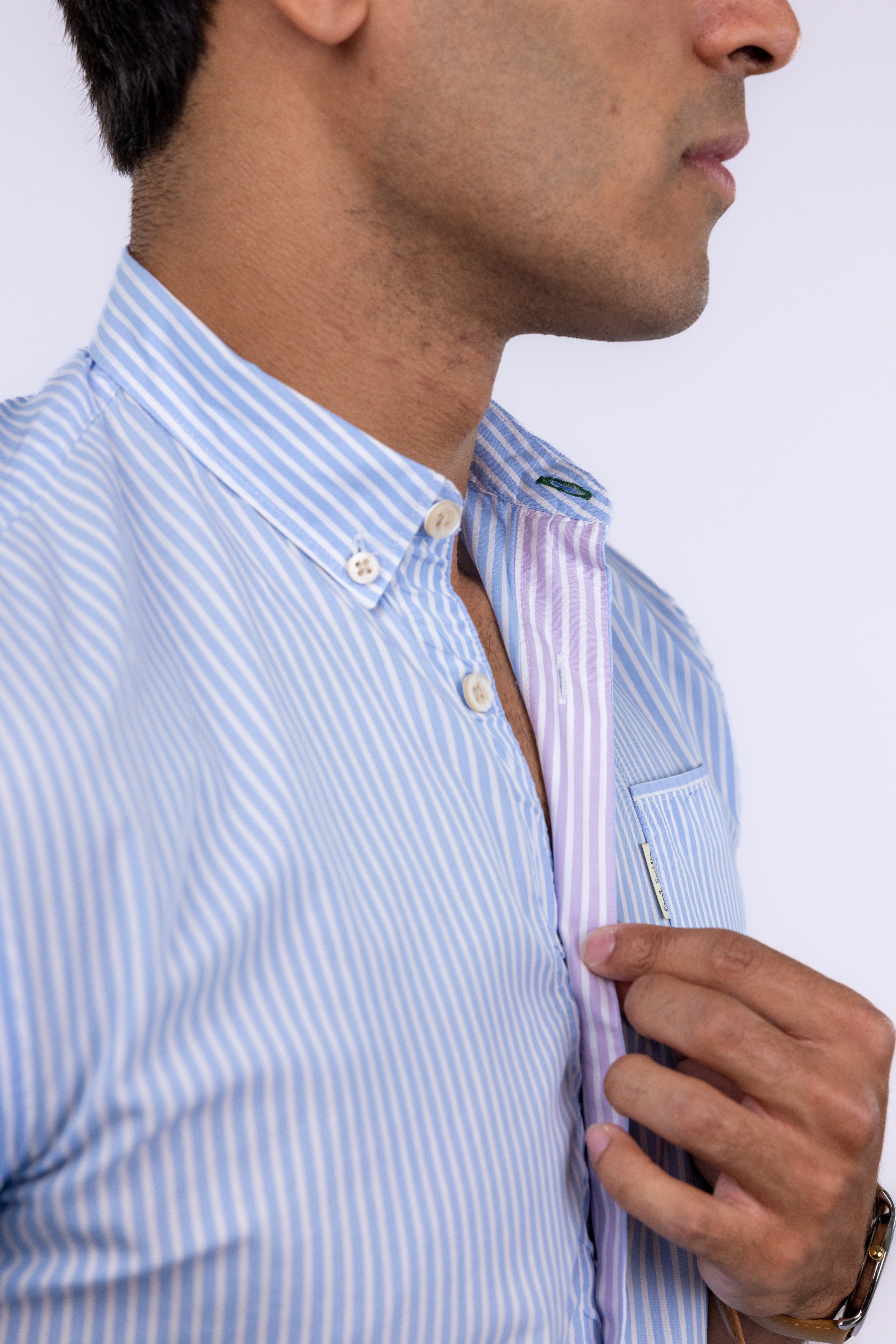 The RealReal,Paul Smith, Paul Smith Blue Stripe Short Sleeve Button Up Shirt, Blue, Small-39-TagS