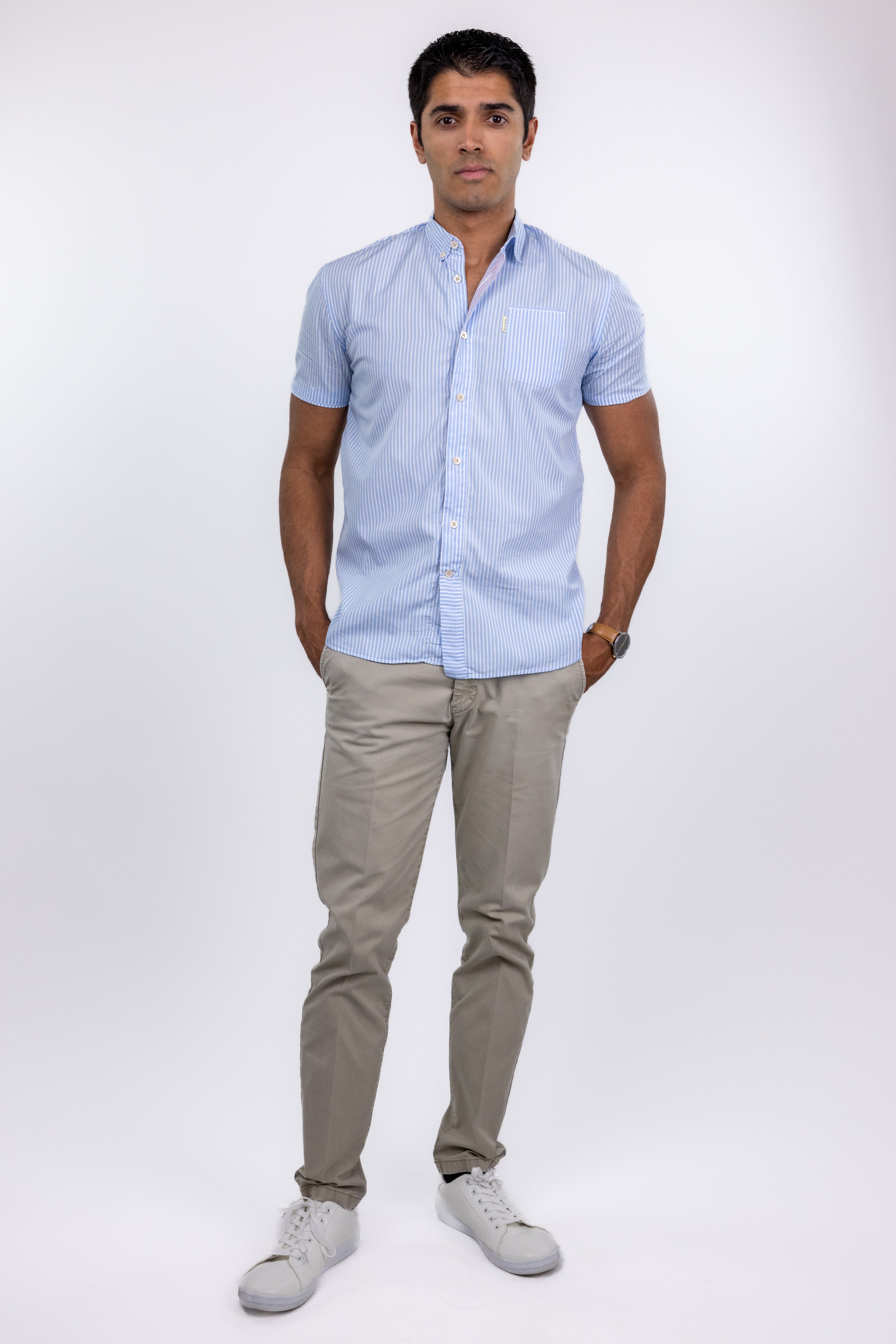 The RealReal,Paul Smith, Paul Smith Blue Stripe Short Sleeve Button Up Shirt, Blue, Small-39-TagS