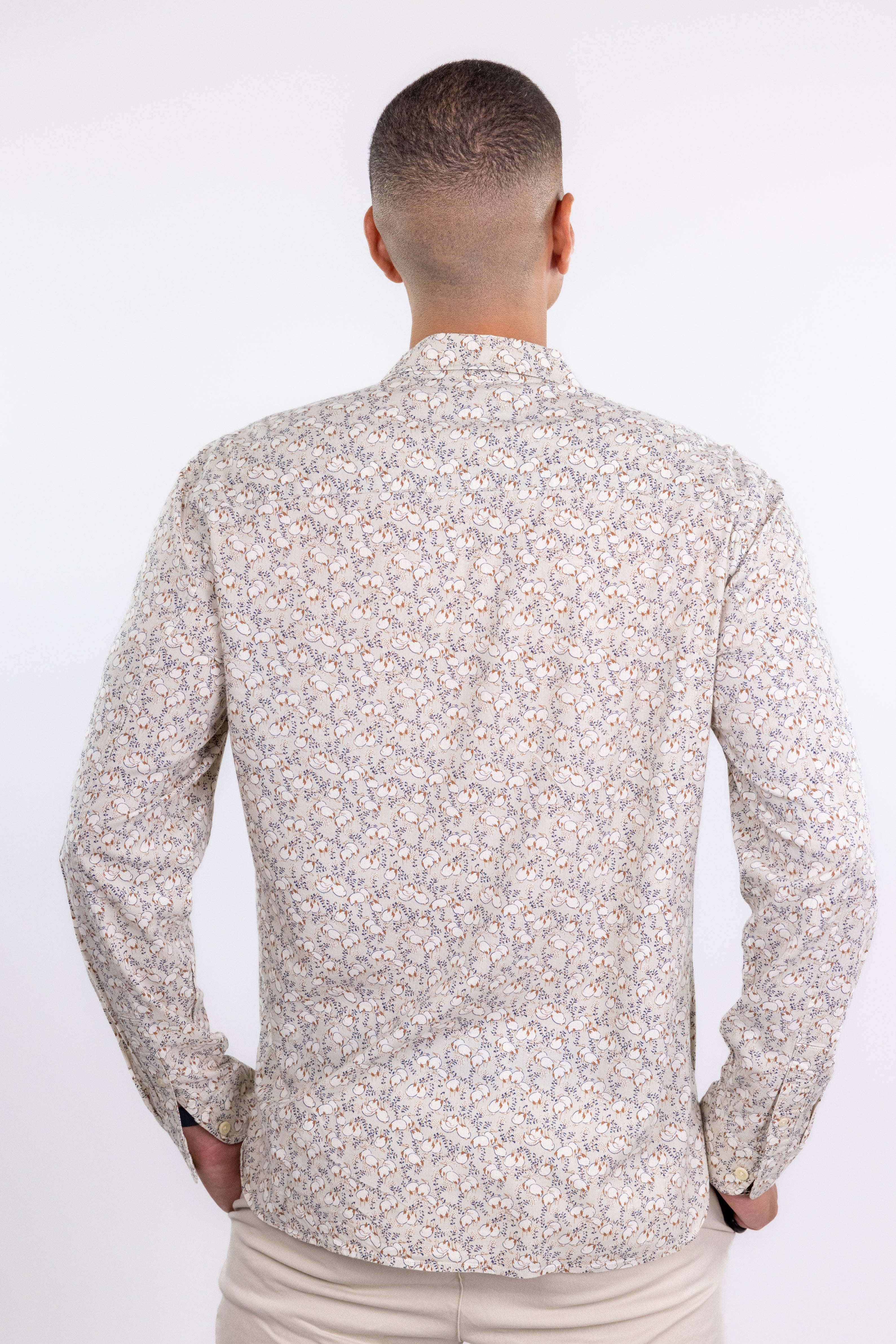 The RealReal,AllSaints, AllSaints Beige Duck Print Long Sleeve Button Up, Tan, Medium-43-TagL